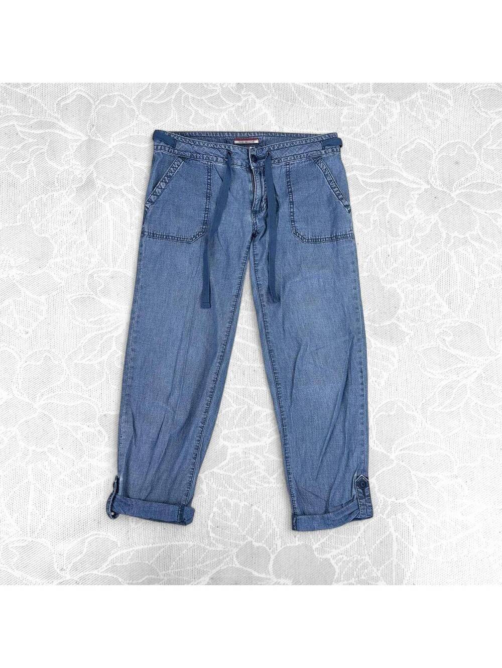Tommy Hilfiger Drawstring Waist Rolled Cuff Chambray Pants - Size 2